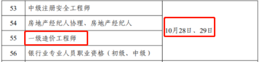 2023年一級造價工程師考試時間